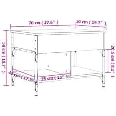 Vidaxl Konferenční stolek hnědý dub 70 x 50 x 50 cm kompozit a kov