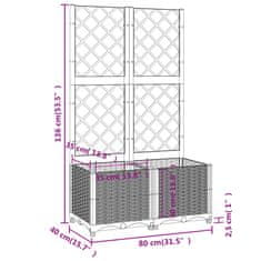 Vidaxl Zahradní truhlík s treláží bílý 80 x 40 x 136 cm PP