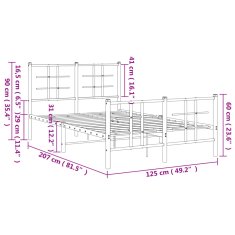 Vidaxl Kovový rám postele s hlavovým a nožním čelem bílý 120 x 200 cm