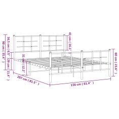 Vidaxl Kovový rám postele s hlavovým a nožním čelem bílý 150 x 200 cm