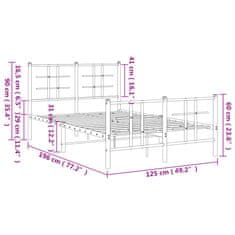 Vidaxl Kovový rám postele s hlavovým a nožním čelem bílý 120 x 190 cm