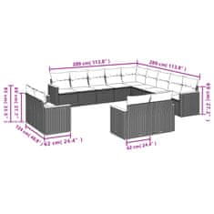 Vidaxl 13dílný zahradní sedací souprava s poduškami černý polyratan