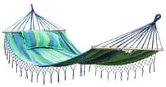 eoshop prostorná zahradní houpací látková síť MAXI pro dvě osoby s nosností až 200kg. Barva: modrá s pruhy