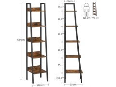 VASAGLE Knihovna industriální 33,8x30x170cm černá hnědá