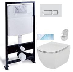 KOUPELNYMOST Předstěnový instalační systém s chromovým matným tlačítkem 20/0040 + wc ideal standard tesi se sedátkem softclose, aquablade (PRIM_20/0026 40 TE1)