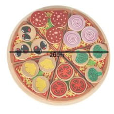 WOWO Dřevěná Hrací Sada Pizza s Příslušenstvím, Průměr 20cm