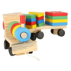 WOWO Dřevěný vláček s třídičkou a arkádovým puzzle - 30 cm
