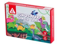 WOWO Dřevěný Montessori Vlak s Dinosauřími Motivy pro Děti
