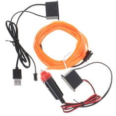 KIK KX4956_3 LED Ambientní osvětlení pro auto USB 12V páska 3m, oranžová