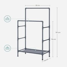 Songmics Dvojitý šatní věšák Lucaro 157 cm šedý