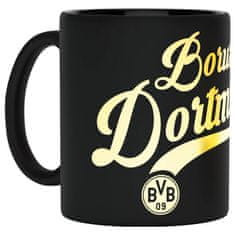 FotbalFans Hrnek Borussia Dortmund, černý, metalický nápis, 300ml
