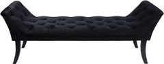 KONDELA Designová lavice, černá Velvet látka / kaučukové dřevo, Hemy