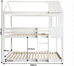 KONDELA Montessori patrová postel, bílá, 90x200, Atrisa