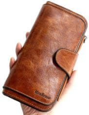 Camerazar Velkokapacitní dámská peněženka z kvalitní umělé kůže, hnědá, 19x10x2 cm