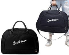 Camerazar Prostorná cestovní taška do tělocvičny, černá nylonová, 47x28 cm s přední kapsou na zip
