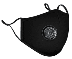 Camerazar Dětská Ochranná Maska z Bavlny s Ventilem, Černá, 17x9 cm