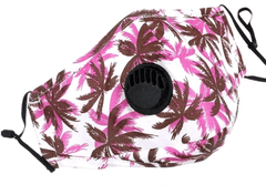 Camerazar Nastavitelná Bavlněná Maska s Palmovým Vzorem pro Dospělé, s Ventilem a Přihrádkou na Filtr, Pratelná, 19x12 cm