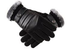 Camerazar Pánské zimní rukavice na dotek, hnědé, kombinace polyesteru a ekokůže, univerzální velikost