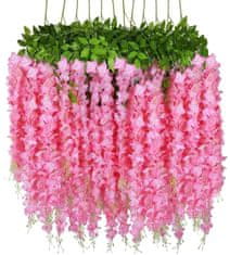 Camerazar Závěsné květy vistárie, tmavě růžová, 110x20 cm, látkové