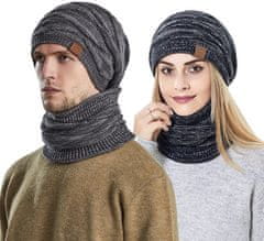 Camerazar Unisex Zimní Set - Čepice a Komínový Tunel, Černá, Akrylová Vlákna, Univerzální Velikost