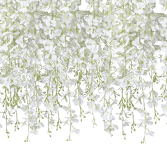 Camerazar Závěsný věnec z umělých květů vistárie, bílá, 110x20 cm, ohebný drát s plastem a látkou