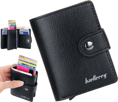 Camerazar Pánská mini peněženka z ekokůže s organizérem na karty, černá, 8x10x2.5 cm