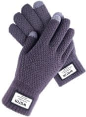 Camerazar Pánské zimní rukavice, šedé, akrylová příze, univerzální velikost