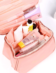 Camerazar Prostorná Kosmetická Taška z Ekokůže, Růžová, 21x14x14 cm