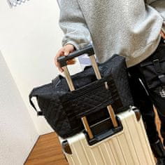 Camerazar Prošívaná cestovní taška do letadla, černá, voděodolný nylon, 42x28 cm