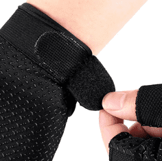 Camerazar Univerzální cyklistické rukavice s nastavitelným suchým zipem, černá/bílá, nylon/semiš, šířka 10 cm