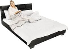 KONDELA Manželská postel s roštem MIKEL, 160x200, černá textilní kůže