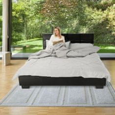 KONDELA Manželská postel s roštem MIKEL, 160x200, černá textilní kůže