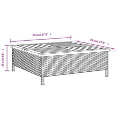 Petromila Zahradní stolek béžový 70 x 70 x 25 cm ratan a akáciové dřevo