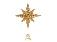 LAALU.cz Špička na vánoční stromeček hvězda zlatá kov 30,5 cm