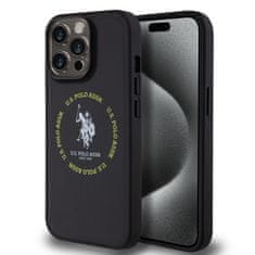 U.S. Polo Assn.  PU Leather Printed Round Double Horse MagSafe Zadní Kryt pro iPhone 15 Pro Black