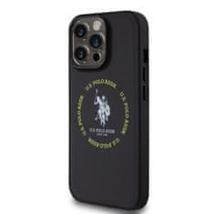 U.S. Polo Assn.  PU Leather Printed Round Double Horse MagSafe Zadní Kryt pro iPhone 15 Pro Black