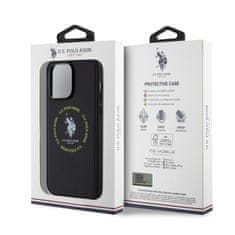 U.S. Polo Assn.  PU Leather Printed Round Double Horse MagSafe Zadní Kryt pro iPhone 15 Pro Black