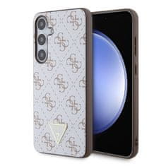 Guess  PU Leather 4G Triangle Metal Logo Zadní Kryt pro Samsung Galaxy S24+ White