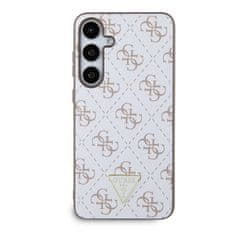 Guess  PU Leather 4G Triangle Metal Logo Zadní Kryt pro Samsung Galaxy S24+ White