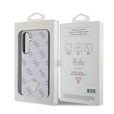 Guess  PU Leather 4G Triangle Metal Logo Zadní Kryt pro Samsung Galaxy S24+ White