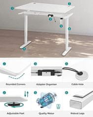 VASAGLE Nastaviteľný písací stôl 60 x 120 cm VASAGLE LSD011W01