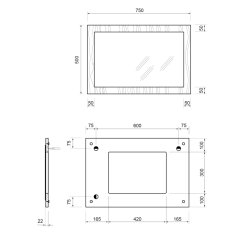 SAPHO TREOS zrcadlo v rámu 750x500mm, černá mat TS750-3535 - Sapho