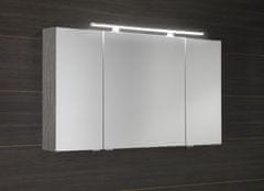 SAPHO MIRRÓ galerka s LED osvětlením, 3x dvířka, 120x70x16cm, dub stříbrný MC121-0011 - Sapho