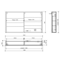 SAPHO ALIX galerka s LED osvětlením, 2x dvířka, 126x70x17,5cm, bílá AX126-0030 - Sapho