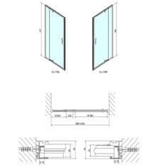 POLYSAN EASY sprchové dveře otočné 880-1020mm, sklo Brick EL1738 - Polysan