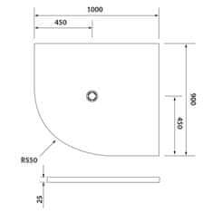 POLYSAN FLEXIA vanička z litého mramoru čtvrtkruh, s možností úpravy, 100x90cm, R550, pravá 91331 - Polysan