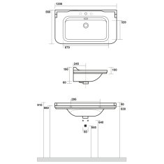 KERASAN WALDORF keramické umyvadlo 120x55cm, bílá 4144K1 - Kerasan