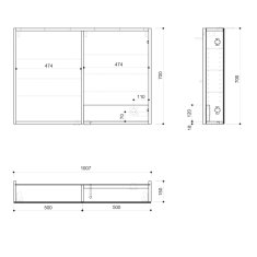 SAPHO LINEX galerka s LED osvětlením, 100x70x15cm, jilm bardini LX100-0013 - Sapho