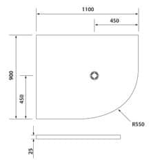 POLYSAN FLEXIA vanička z litého mramoru čtvrtkruh, s možností úpravy, 110x90cm, R550, levá 91341 - Polysan