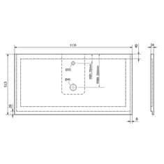 SAPHO TREOS pracovní deska 1116x513 mm, rockstone, bílá mat TX112-0101 - Sapho